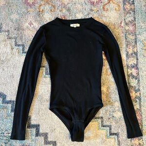 Madewell Black Waffle Ribbed Bodysuit